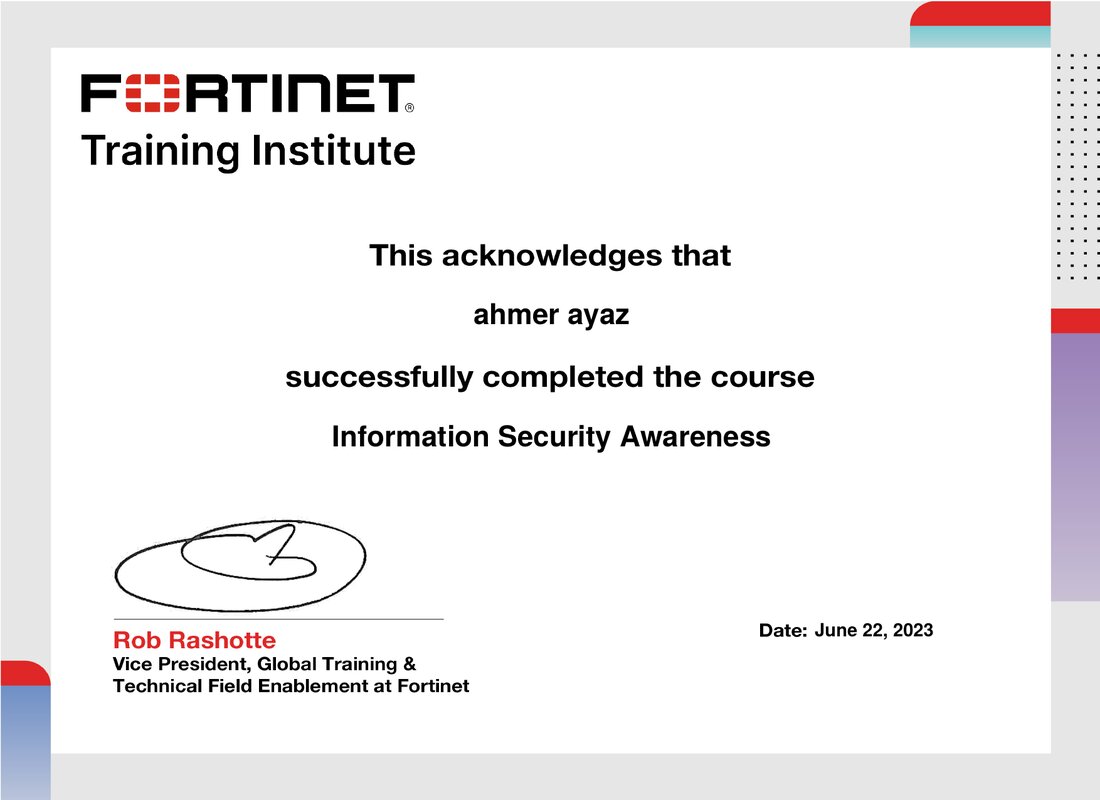 Fortinet Information Security Awareness Certificate